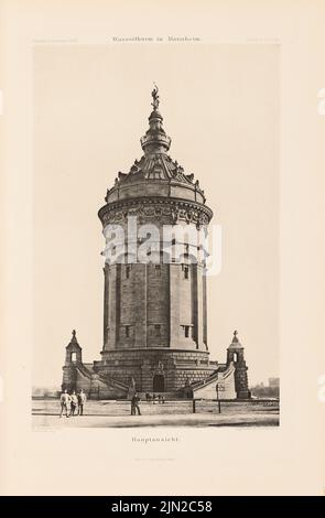 Halmhuber Gustav (1862-1936), château d'eau, Mannheim. (De : Atlas au magazine for Building, éd. V. Ministry of public Works, JG. 42, 1892) : vue principale. Pression sur le papier, 43,2 x 28,4 cm (y compris les bords de numérisation) Banque D'Images