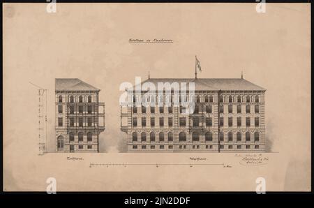 Knoblauch & Wex, Hotel Bellevue, Cuxhaven. Conversion: Plan d'étage KG, grand parterre, 1st étages, 2nd étages, 3rd étages 1: 200. Encre sur papier transparent, 29,2 x 47,2 cm (y compris les bords de numérisation) Banque D'Images