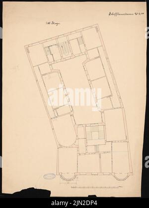 Knoblauch & Wex, Rosenberg, Löwe and Co., Berlin-Mitte : plan d'étage 1st et 2nd étages. Encre, couleur de l'encre, crayon aquarelle sur papier, 69,4 x 52,3 cm (y compris les bords de numérisation) Banque D'Images