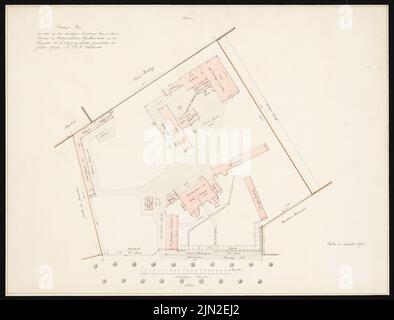 Hollin & Knoblauch, brasserie de Bohême pour M. Assessor Knoblauch, Berlin-Friedrichshain: Plan du site. Tuche aquarelle sur papier, 50 x 65,6 cm (y compris les bords de numérisation) Banque D'Images