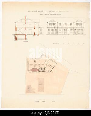 Hollin & Knoblauch, brasserie de Bohême pour M. Assessor Knoblauch, Berlin-Friedrichshain: Plan du site, vue, restaurant coupé. Tuche aquarelle sur transparent, 59,5 x 49,2 cm (y compris les bords du balayage) Banque D'Images