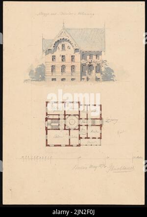 Knoblauch & Wex, Berlin Dairy Aktien-Gesellschaft, Berlin-Kreuzberg (?). Appartement du directeur: Grundriss EG, vue. Aquarelle crayon et encre sur papier, 29 x 20,6 cm (y compris les bords de numérisation) Banque D'Images