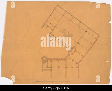 Knoblauch & Wex, grand magasin de conversion et d'expansion Erich Jordan, Markgrafenstr. 102-107, Berlin-Kreuzberg: Markgrafenstraße 106-107: Plan d'étage. Tuche aquarelle sur transparent, 48 x 63,1 cm (y compris les bords du balayage) Banque D'Images