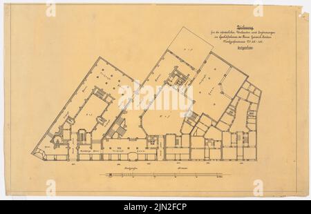 Knoblauch & Wex, grand magasin de conversion et d'expansion Erich Jordan, Markgrafenstr. 102-107, Berlin-Kreuzberg: Markgrafenstr. 102-107: Grundriss EG. Encre sur transparent, 47,5 x 73,9 cm (y compris les bords de numérisation) Banque D'Images