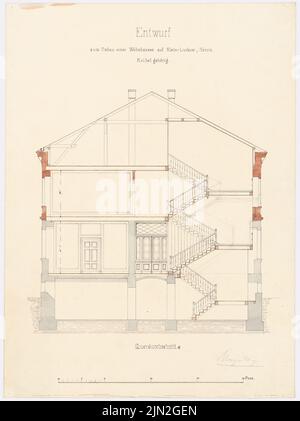 Hollow & Knoblauch, Rittergut Keibel, Klein Luckow: Maison: Section transversale. Encre, crayon aquarelle sur papier, 45,2 x 33,9 cm (y compris les bords de numérisation) Banque D'Images