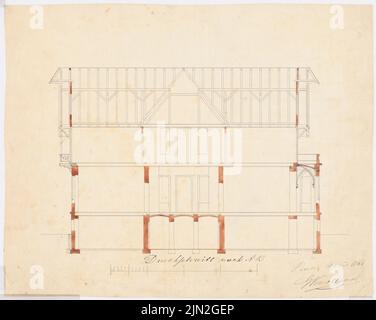 Gustav ail (1833-1916), villa inconnue : coupé. Crayon, aquarelle d'encre sur transparent, 43,1 x 54 cm (y compris les bords de numérisation) Banque D'Images