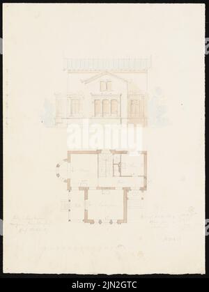 Gustav ail (1833-1916), villa inconnue: Vue et plan d'étage par exemple. Crayon aquarelle sur papier, 35 x 26,3 cm (y compris les bords de numérisation) Banque D'Images