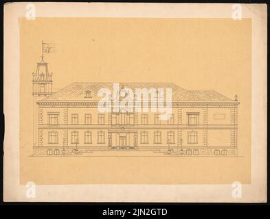 Gustav ail (1833-1916), château inconnu : vue de face. Encre sur transparent, 58,1 x 76,1 cm (y compris les bords de numérisation) Banque D'Images