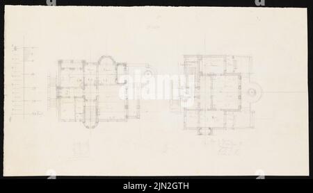 Gustav ail (1833-1916), villa inconnue : 2 croquis du plan d'étage. Crayon sur papier, 21,1 x 36,9 cm (y compris les bords de numérisation) Banque D'Images