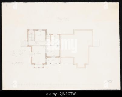 Gustav ail (1833-1916), villa double inconnue: Grundriss EG. Crayon aquarelle sur papier, 26,2 x 35,2 cm (y compris les bords de numérisation) Banque D'Images