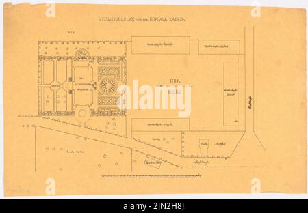 Gustav ail (1833-1916), manoir sur Hof Zachow, Groß Nemerow: Plan du site. Encre sur transparent, 35,2 x 54,2 cm (y compris les bords de numérisation) Banque D'Images