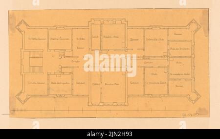 Gustav ail (1833-1916), manoir sur Hof Zachow, Groß Nemerow: Plan d'étage 1st étage. Encre sur transparent, 22,2 x 37,8 cm (y compris les bords de numérisation) Banque D'Images