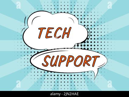 Rédaction affichant le texte support technique. Photo conceptuelle pour aider les personnes qui ont des problèmes techniques bulles de discours blanc en nuage et ovale Banque D'Images