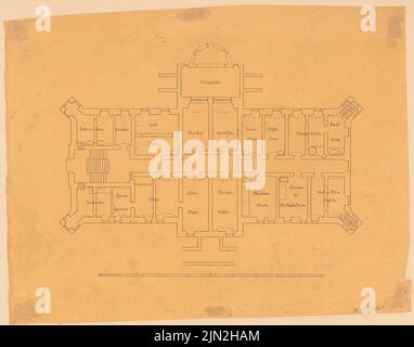 Gustav ail (1833-1916), manoir sur Hof Zachow, Groß Nemerow: Grundriss KG. Encre sur transparent, 34,6 x 44 cm (y compris les bords de numérisation) Banque D'Images