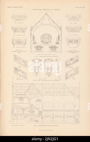 Reinhardt et Süssenguth, Musée Städtisches, Hambourg-Altona. (De : Atlas à la revue for Building, éd. V. Ministry of public Work, JG. 52, 1902): Coupe à travers le bâtiment du milieu, détails. Pression sur le papier, 45,6 x 30,3 cm (y compris les bords de numérisation) Banque D'Images