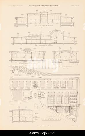 Osthoff Georg, cour de bataille et de bétail, Düsseldorf. (De : Atlas à la revue for Building, éd. V. Ministry of public Work, JG. 44, 1894) : Ministère 1 : 1750, contre-sections 1 : 200. Couture sur papier, 44,2 x 29 cm (y compris les bords de numérisation) Banque D'Images