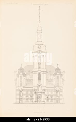 Licht Hugo (1841-1923), Johanniskirche, Leipzig. (De : Atlas au magazine for Building, éd. V. Ministry of public Works, JG. 51, 1901): Vue de l'ouest. Couture sur papier, 44,5 x 29,1 cm (y compris les bords de numérisation) Banque D'Images