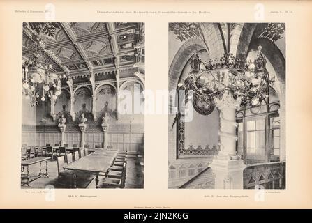 Busse août (1839-1896), Département de la Santé, Berlin. (De: Atlas au magazine for Building, éd. V. Ministry of public Work, né le 50, 1900): Vue intérieure salle de session et hall d'entrée. Pression sur le papier, 28,7 x 42,8 cm (y compris les bords de numérisation) Banque D'Images