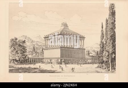 Adler Friedrich (1827-1908), Mausolée, Halikarnass. (De : Atlas au magazine for Building, éd. V. Ministry of public Works, JG. 50, 1900) : vue en perspective. Couture sur papier, 27,7 x 43 cm (y compris les bords de numérisation) Banque D'Images