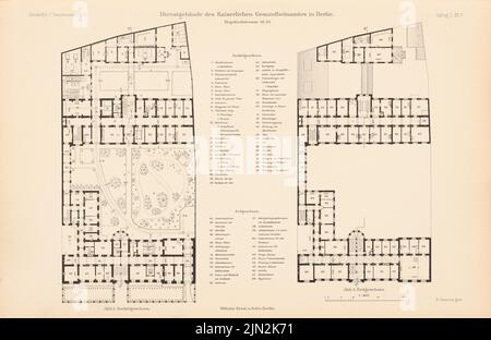 Busse août (1839-1896), Département de la Santé, Berlin. (De : Atlas au magazine for Building, éd. V. Ministry of public Works, JG. 50, 1900): Grundrisse plancher de prise, rez-de-chaussée 1: 450. Couture sur papier, 27,9 x 43,1 cm (y compris les bords de numérisation) Banque D'Images