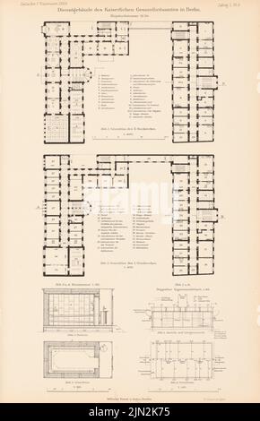 Busse août (1839-1896), Département de la Santé, Berlin. (De : Atlas à la revue for Building, éd. V. Ministry of public Work, JG. 50, 1900): Fissures de plancher 1st et 2nd midi 1: 400, coupures 1:60, 1:40. Couture sur papier, 43,2 x 27,8 cm (y compris les bords de numérisation) Banque D'Images
