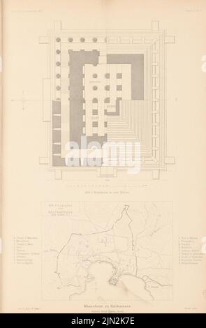 Adler Friedrich (1827-1908), Mausolée, Halikarnass. (De : Atlas à la revue for Building, éd. V. Ministry of public Work, JG. 50, 1900) : Ministère, plans d'étage. Couture sur papier, 43 x 28,2 cm (y compris les bords de numérisation) Banque D'Images