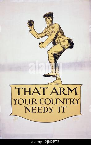 Ce bras – votre pays en a besoin (1918) affiche de Vojtěch Preissig, datant de l’ère américaine de la première Guerre mondiale Banque D'Images