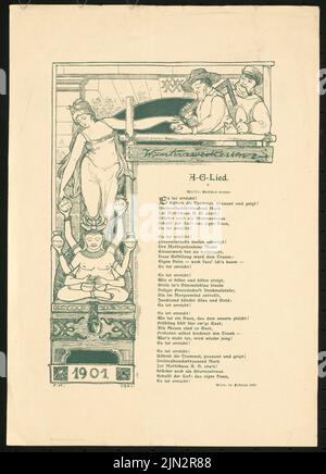 Klingholz Fritz (1861-1921): Illustration avec texte de chanson Banque D'Images