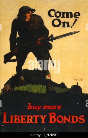 Allez ! Acheter plus Liberty Bonds (1918) affiche de Walter Whitehead, datant de l'époque de la première Guerre mondiale américaine Banque D'Images