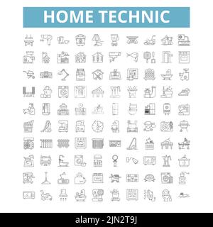 Icônes techniques d'accueil, symboles de ligne, signes Web, ensemble de vecteurs, illustration isolée Illustration de Vecteur