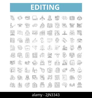 Modification d'icônes, de symboles de ligne, de signes Web, de jeux de vecteurs, d'illustrations isolées Illustration de Vecteur