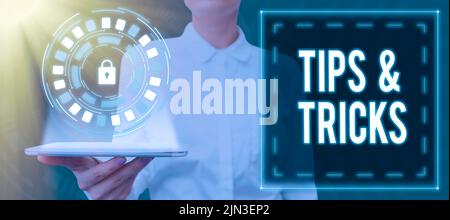 Légende conceptuelle conseils et astuces, étapes conceptuelles de la photo conseils pratiques Lifehacks compétences -49132 Banque D'Images