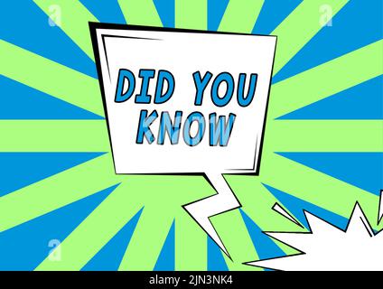 Écrire du texte affiché le saviez-vous. Mot pour savoir le prochain mouvement de réflexion Trivia brainstorming se demandant blanc Thunderstorm Discours Bubble avec Banque D'Images