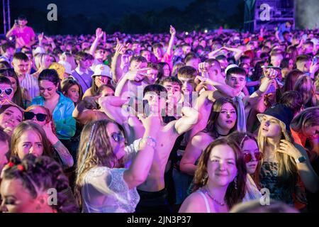 Belfast, Royaume-Uni. 08th août 2022. 8th août 2022 Timmy trompette Headlines soirée danse Féile à Falls Park il a été soutenu par Bryan Kearney et John O'Callaghan crédit: Bonzo/Alamy Live News Banque D'Images