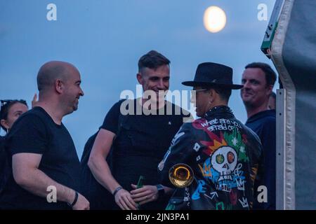 Belfast, Royaume-Uni. 08th août 2022. 8th août 2022 Timmy trompette Headlines soirée danse Féile à Falls Park il a été soutenu par Bryan Kearney et John O'Callaghan crédit: Bonzo/Alamy Live News Banque D'Images