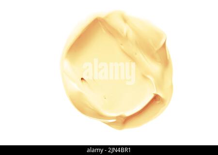Nuance de beauté orange pastel, soin de la peau et maquillage échantillon de produit cosmétique texture isolée sur fond blanc, tache de maquillage, tache de crème cosmétique Banque D'Images