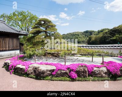 Kochi, Japon - 7 avril 2018 : jardin traditionnel japonais à Tanemaji, temple numéro 34 du pèlerinage de Shikoku Banque D'Images