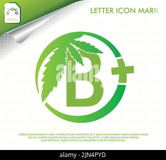 Lettre B avec logo vecteur feuille de cannabis vert Illustration de Vecteur