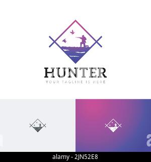Logo Hunter Shot Duck Hunting Season Vintage style Illustration de Vecteur