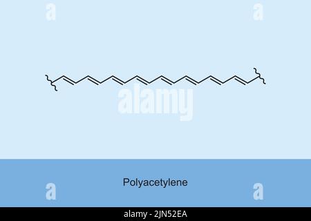 Structure chimique du polymère de polyacétylène sur fond bleu. Illustration de Vecteur