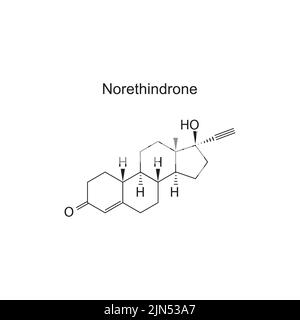 Structure moléculaire de l'hormone noréthindrone sur fond blanc. Illustration vectorielle. Illustration de Vecteur