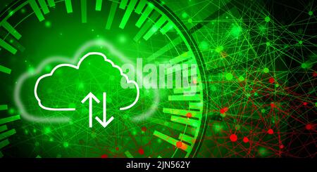 2d illustration téléchargement de la flèche avec le nuage Banque D'Images