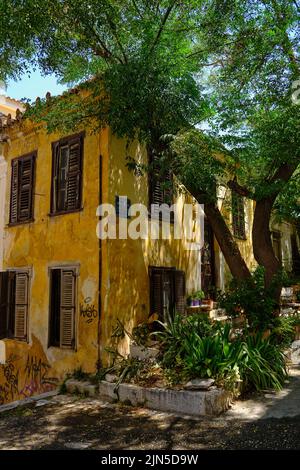 Maison athénienne sur les pentes de l'Acropole d'Athènes Banque D'Images