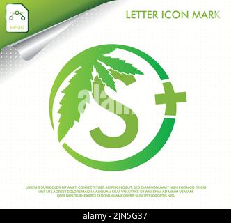 Lettre S avec logo vecteur feuille de cannabis vert Illustration de Vecteur