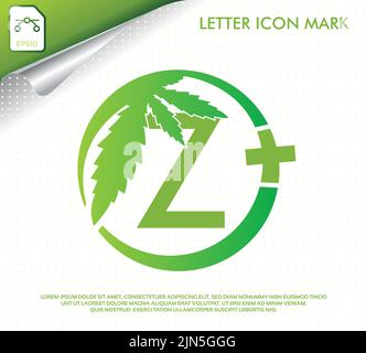 Lettre Z avec logo vecteur feuille de cannabis vert Illustration de Vecteur