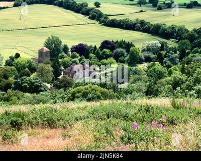 Little Malvern Priory et Little Malvern court des collines de Malvern dans l'AONB de Malvern Hills en Angleterre Banque D'Images