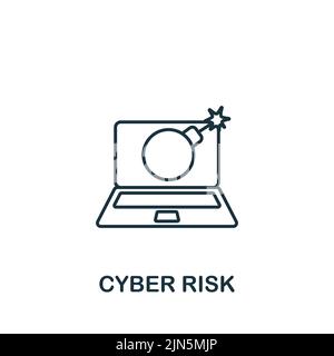 Icône risque cybernétique. Icône monochrome de cybercriminalité simple pour les modèles, la conception Web et les infographies Illustration de Vecteur