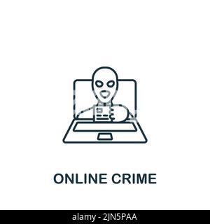 Icône crime en ligne. Icône monochrome de cybercriminalité simple pour les modèles, la conception Web et les infographies Illustration de Vecteur
