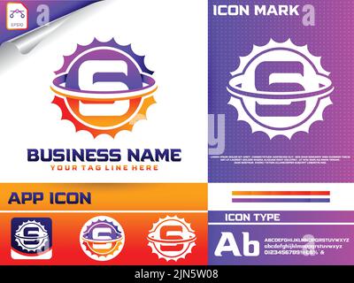 Logo de la lettre d'automobile à l'intérieur de la forme de l'engrenage Illustration de Vecteur