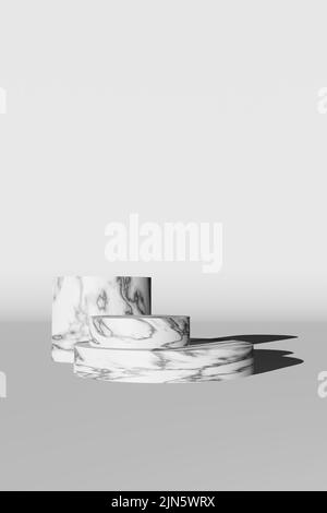 Plate-forme en béton en pierre de marbre vide avec ombre dure rendu 3D. Scène de présentation de produits cosmétiques de luxe Premium. Voir les soldes Modern Royal p Banque D'Images